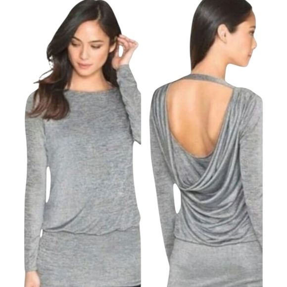 WHBM Black & Taupe Draped Back Tunic Top Size XL - Picture 1 of 5